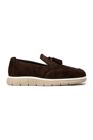 Deery Erkek Kahverengi Hakiki Süet Püsküllü Loafer - 02048mkhve02