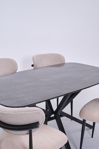 Çapraz Polo Demir High Gloss Yemek Masa Sandalye Takımı 90x160 Siyah
