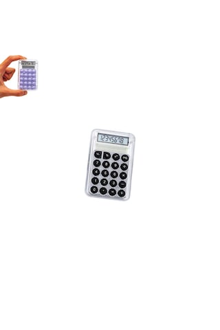 Mini Hesap Makinesi Silikon Tuşlu Lcd Ekran 8 Haneli Şeffaf Mini Hesap Makinesi Ebat 8,5cm X 5,4cm Siyah