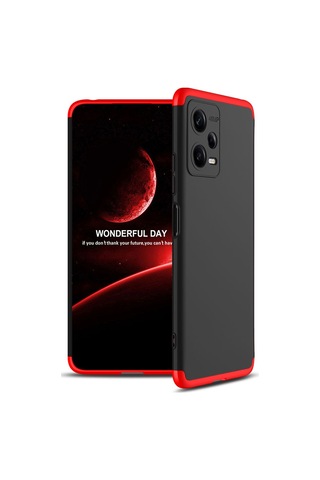 Xiaomi Redmi Note 12 5g Kılıf Zore Ays Kapak Siyah-Kırmızı