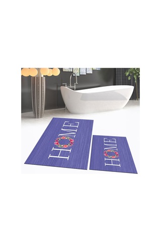 Buççin Online Mağaza Dijital Baskılı Kaymaz Taban Yıkanabilir İkili Banyo Paspas Klozet Takımı, V-klozet-12-mor, Polyeste Çok Renkli