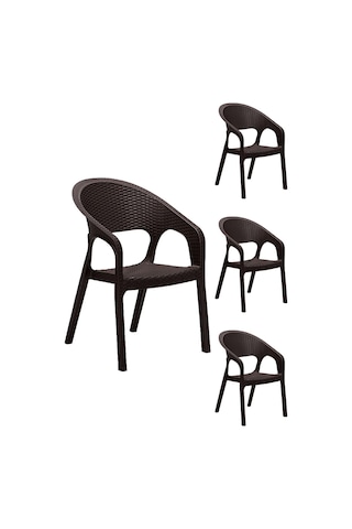 4 Adet Garden Kahve Sandalye / Balkon-bahçe-teras Siyah