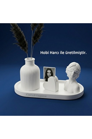 Dörtlü Fotoğraf Tutucu, Pampas Vazosu & Kız Dekoratif Obje Seti Fotoğraf Standlı 02332121