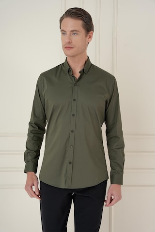 Efor Slim Fit Düğmeli Yaka Esnek Klasik Haki Gömlek Gk 746 Haki