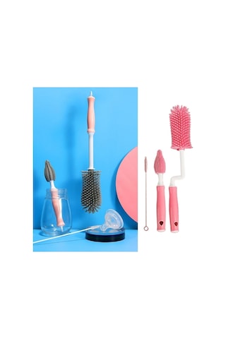 BUFFER® Silikon Uçlu Ekstra Yumuşak Kıllı Sağlam Kavanoz Bardak  Şişe Ve Biberon Temizleme Fırçası