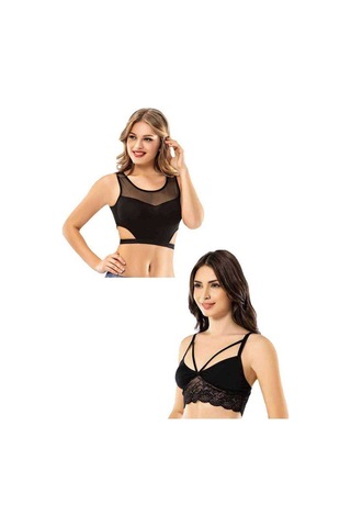 Royaleks Kota 6 Adet Siyah Tül Modelli Dantelli Büstiyer