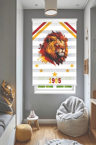 Perdecizade Enxboy Aslan İsim Yazılır Dijital Baskılı Zebra Perde-cocuk Odası-stor Perde Renkli