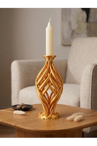 3d Gold Mumluk Şamdan Özel Tasarım Altın