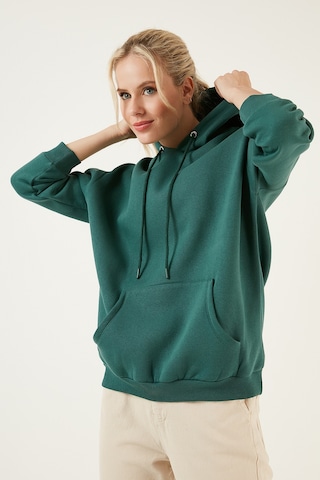 Lela Regular Fit Pamuklu Kapüşonlu Yaka Şardonlu Kışlık Bayan Sweat 5863854 Nefti