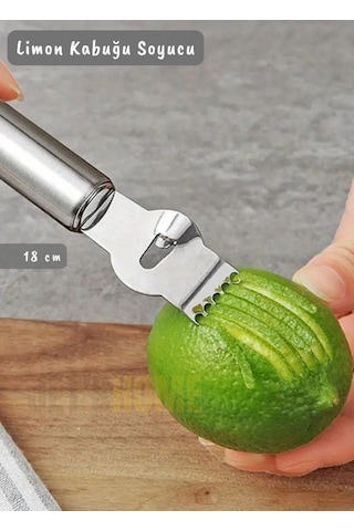 Limon Soyacağı Kivi Soyacağı Paslanmaz Çelik Asma Delikli Limon Kabuğu Soyacağı 18 Cm Gri