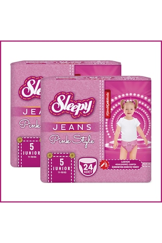 Sleepy Pink Jeans Külot Bez 5 Numara Junior 2'li Jumbo 48 Adet