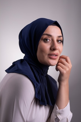 Hürrem Bone Lacivert Pratik Hazır Geçmeli Tesettür Eşarp Sandy Kumaş Arkadan Lacivert