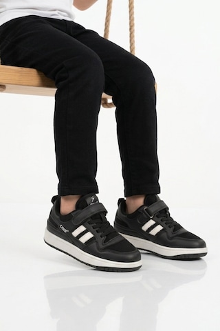 Cool Siyah Fileli Hafif Cırtlı Unisex Çocuk Spor Ayakkabı Stella F