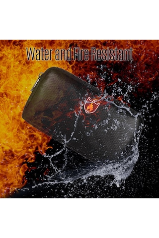 Vkemall Silikon Kaplı Cam Fiber Yangınsız Çanta - Telefon Ve Powerbank Saklama İçin, Darbe Emici Sprey İç Katman, 20.8x11.8cm Siyah