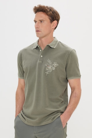 AC&Co / Altınyıldız Classics Erkek Hakı Slim Fit Dar Kesim %100 Pamuk Baskılı Polo Yaka Tişört Hakı