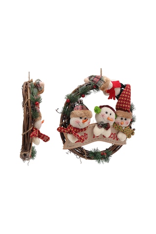 Kangvka Noel Kardeşleri Rattan Çemberi - Rustik Stil Ev Kapısı Pencere Dekorasyonu - Açık Renkli Noel Vibe Oluşturucu