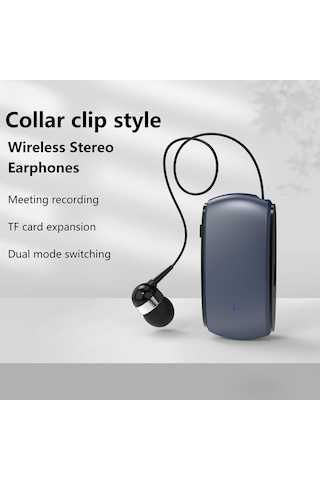 K68 Kart İş Yaka Klips Tipi Tek Kulak Bluetooth Kulaklık Beyaz