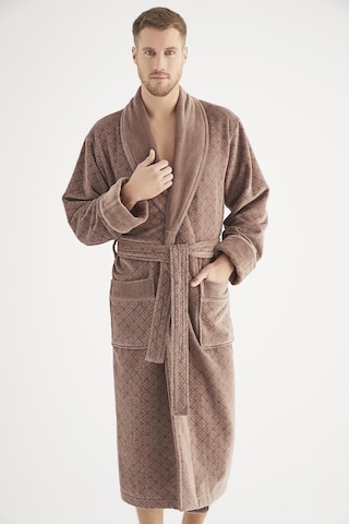 Jakarlı %100 Cotton Erkek Bornozu Gri