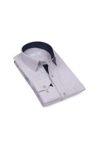 Fitmens Erkek Klasik Uzun Kol Keten Cotton Hediye Kutulu Gömlek - Lila