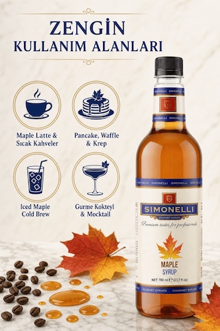 Simonelli Akçaağaç Maple Aromalı Kahve ve Kokteyl Şurubu 700 ML + Pompa