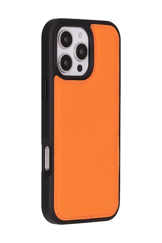 Cüzdan Taşıma Derdi Olmadan İphone 16 Pro Max Uyumlu Hakiki Deri El Yapımı Kart Yuvalı Kılıf Turuncu Diğer