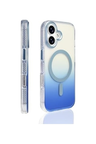 Senon Apple iPhone 17 İçin Kılıf Magsafe Uyumlu Şarj Özellikli Transparan Renk Geçişli Zore Toros Kapak Mavi