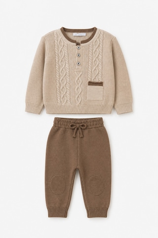 Babyhola Erkek Bebek Triko Kazak Pantolon Takım 23124 Bej