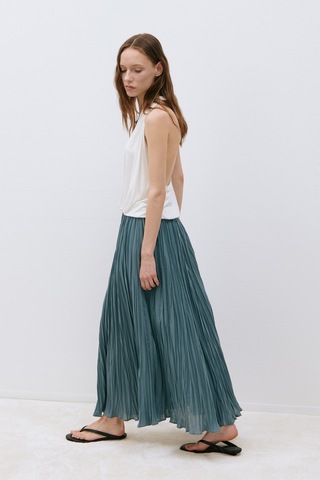 Suud Collection Ekru Nina Dökümlü Halter Top
