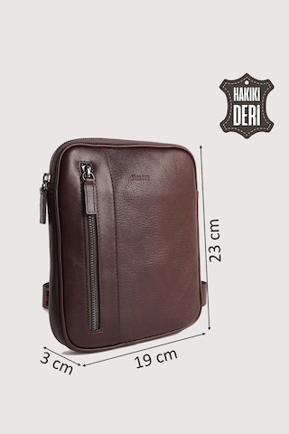 Hakiki Deri Erkek Postacı Çantası Kahverengi Smr9250 Kahverengi