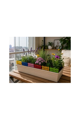 Arliadesign Ahşap Saksı Süsü Seti Renkli Çit, Mantar, Çim Ve Bitki Dekoru 42 Parça 3 Mm Mdf