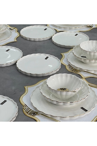 Royking Twist Gold 24 Parça Yemek Takımı Hrn 017 Beyaz- Altın