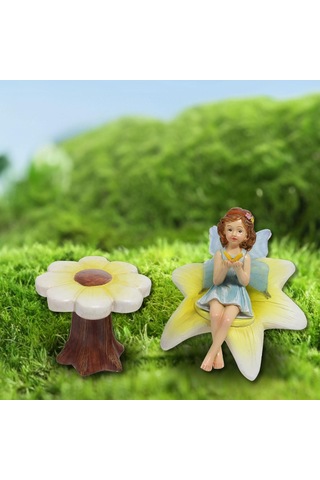 Homyl 3x Çiçek Peri Heykeli Reçine Heykelcik Bahçe Dekorasyon
