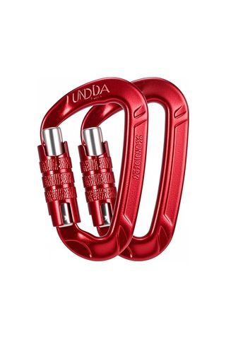 Maiyame 7075 Alüminyum 12kn Dayanıklı D-karabiner, Tırmanma İçin 2 Adet Set, Kırmızı Çok Renkli