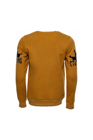 Hardal Taşlı Baskılı Bsiklet Yaka Sweatshirt - Wessi Siyah