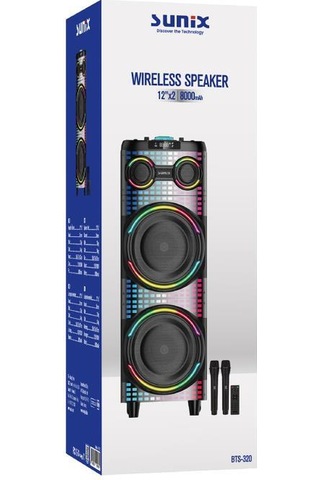 Sunix 100w 8000 Mah Çift Mikrofonlu Kumandalı 107cm Bluetooth Hoparlör Bts-320
