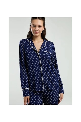 Veraura Lifestyle Pierre Cardin Pc8950-s Kadın Gömlek Pijama Takım lacivert