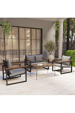 Avvio Newyork Bahçe Mobilyası 2-1-1 Bahçe Takımı Balkon Takımı Teras Mobilyası Siyah