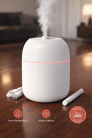 Sessiz Ultrasonik Hava Nemlendirici 220ml Buhar Makinesi Gece Lambalı Usb Ofis Ev Tipi