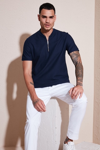 Buratti Pamuklu Regular Fit Yarım Fermuarlı Erkek T Shirt 5902653 Lacivert