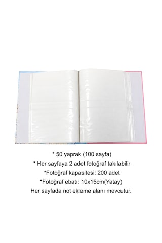 Rabsev 10x15cm 200 Fotoğraf Kapasiteli Kutulu Desenli Lüks Ofset Fotoğraf Albümü Mavi