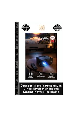 Özel Seri Neopix Projeksiyon Cihazı Siyah Multimedya Sinema Keyfi Film İzleme