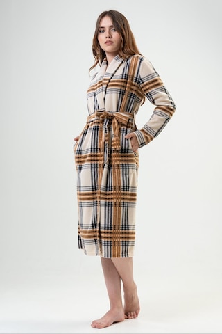 Kadın Uzun Şal Yaka Kahve Polar Sabahlık C4t3n0o102 001