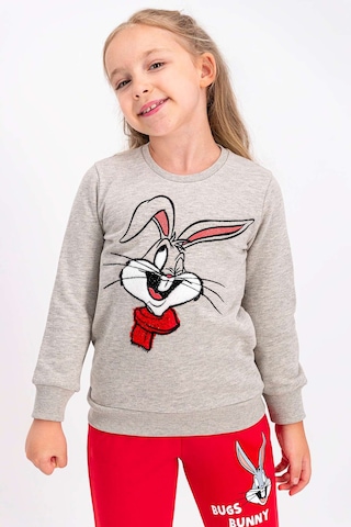Bugs Bunny Lisanslı Bejmelanj Kız Çocuk Eşofman Takımı Bej Melanj
