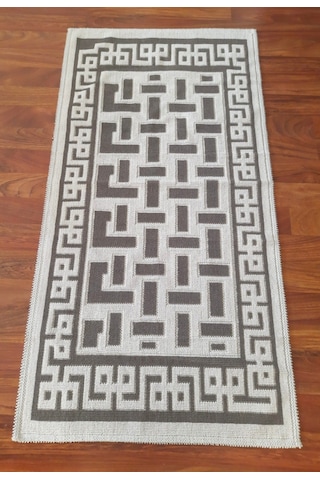 Pamuklu Bukle Lüks Kilim 80x150 -luma Kreme Kahve Kahve