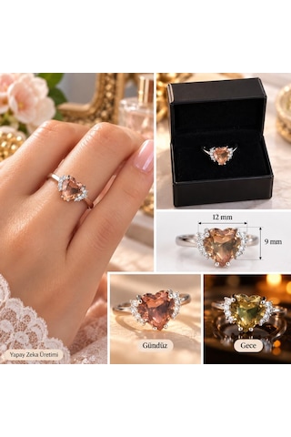Zultanit Yüzük 316 L Çelik Ayarlanabilir Renk Değiştiren Sultanit Kutulu Gri 03918295