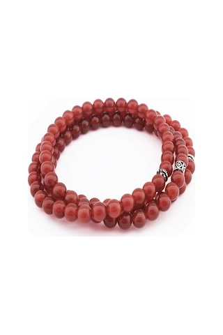 Pigado Kırmızı Akik Taşlı 99'Lu Hem Kolye Hem Bileklik Hem  Tesbih Pembe