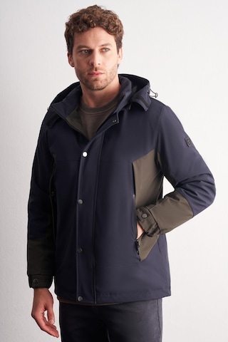 Lacivert - Haki Kapüşonlu Yaka Bondid Yırtmaçsız Casual Mont 1007255134 Lacivert - Haki