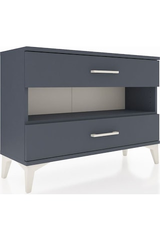 Arges Şifonyer Tek Raflı 2 Çekmeceli 88x30x64 Antrasit-antrasit Antrasit
