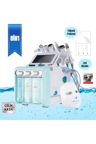 East Medikal Hydrafacial 8 in 1 Led Maskeli + Yüksek Frekans Cilt Bakım Cihazı