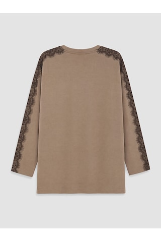 Lcw Everyday Kahverengi Dantel Detaylı Soft Touch Kadın Tunik